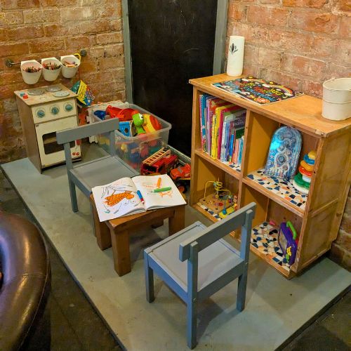 Indoor children’s play area in the café at our family-friendly wedding venue